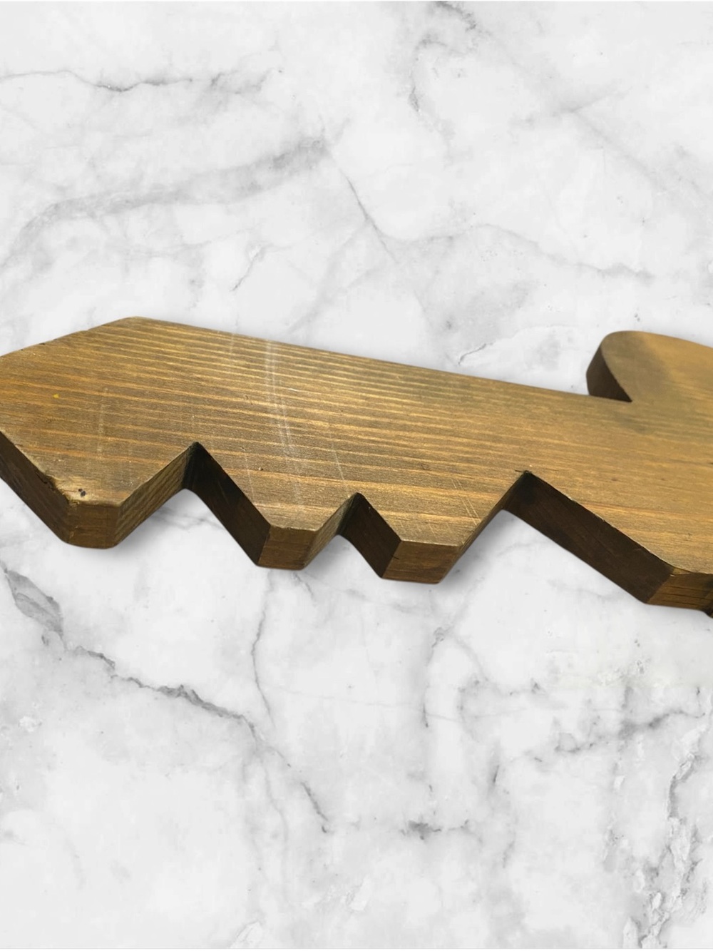 Key-Shaped Wooden Wall Hook Rack - Brown - Picture 5 of 7